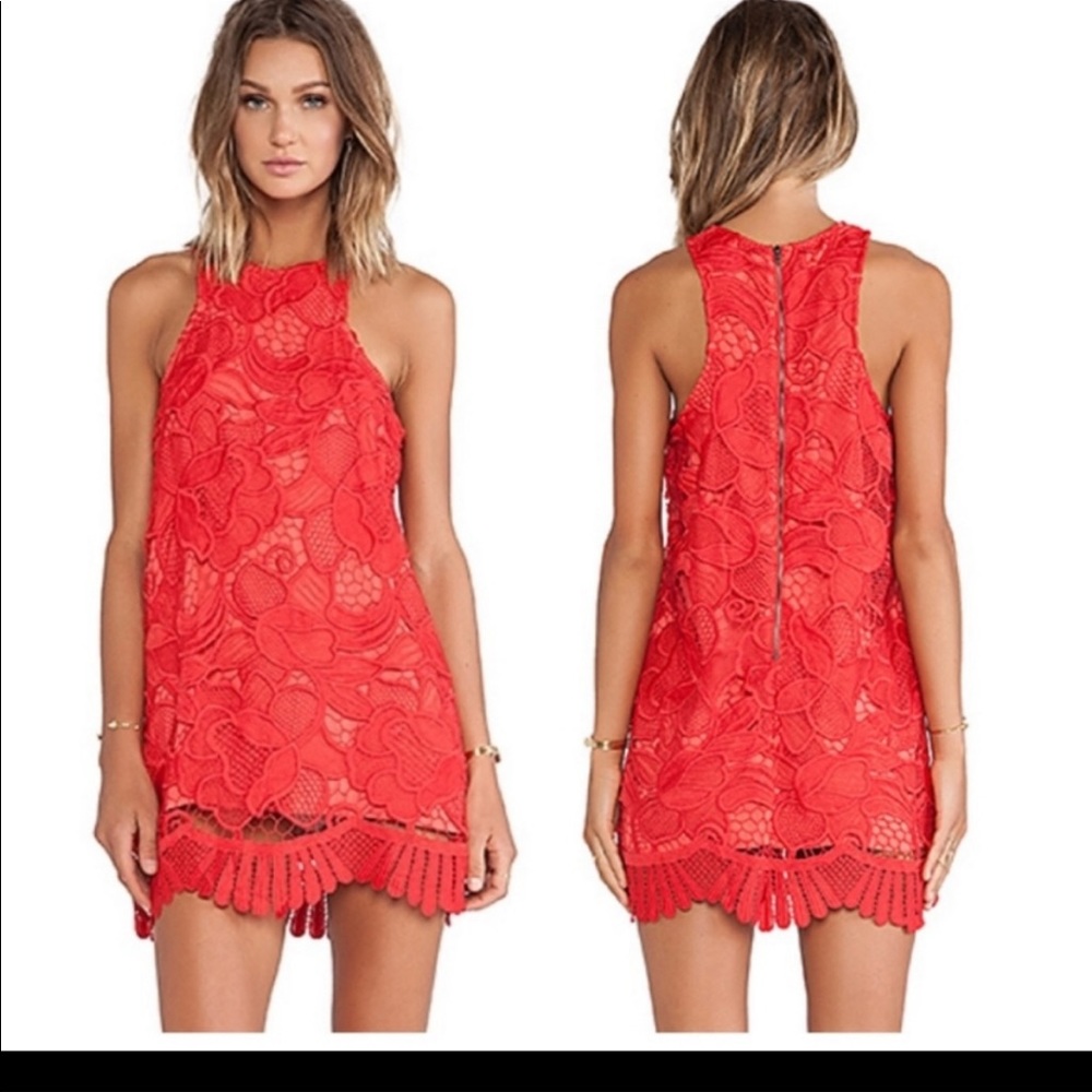 Lovers and Friends Red Caspian Lace Shift Dress